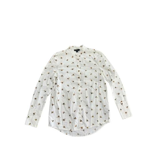 Victoria Beckham Women's White Bee Print Button-Down Shirt Top Size Small - Picture 3 of 6